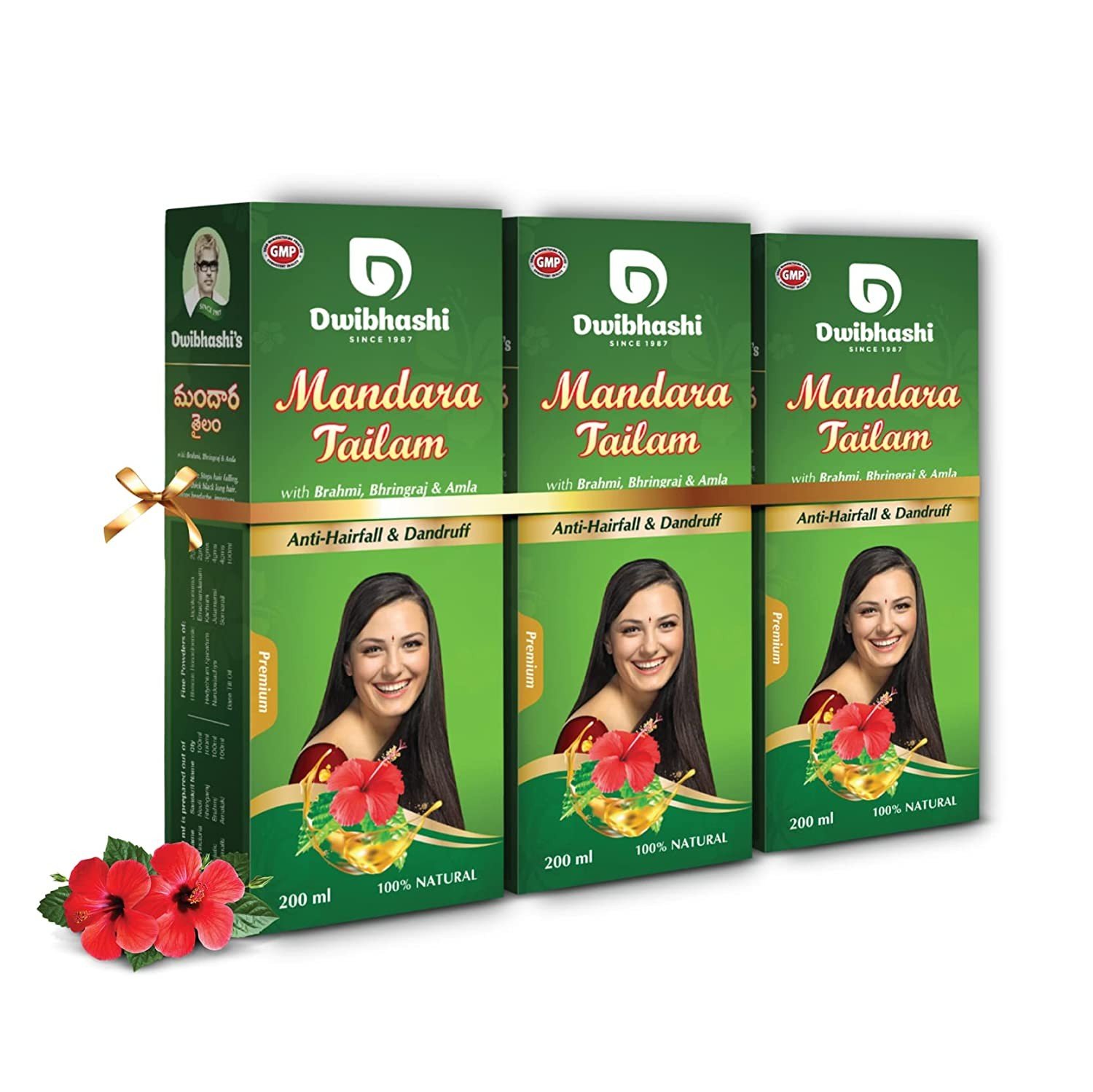 NATURAL FOODS Dwibhashi Mandara Tailam Oil, 600 ml (pack of 3)