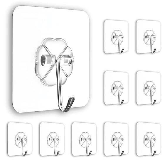 SmartGadgets  Flower Adhesive Wall Hooks, 10 Pack Heavy Duty Hooks for Wall Hanging, Strong | Self-Adhesive Sticker Hooks for Walls | Waterproof Wall Hanger Hook for Hanging Coats & Keys
