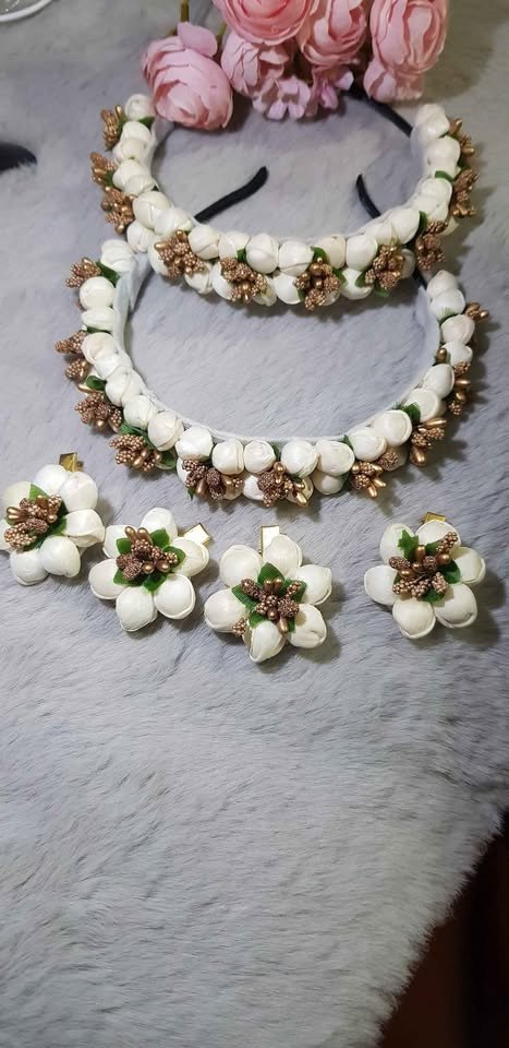 Jasmine Bud Hairband And Clips (Combo) / Headband/ Hairclips For Kids