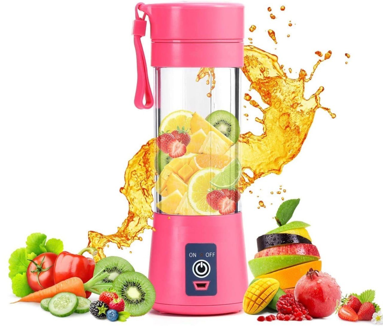 SmartGadgets 6 Blade Smoothie Maker & Portable Electric USB Juice Maker Juicer Bottle Blender Mixer For Home Outdoor USB Rechargeable 380ML Hand Blenders Fruit Blender Mixer for Home