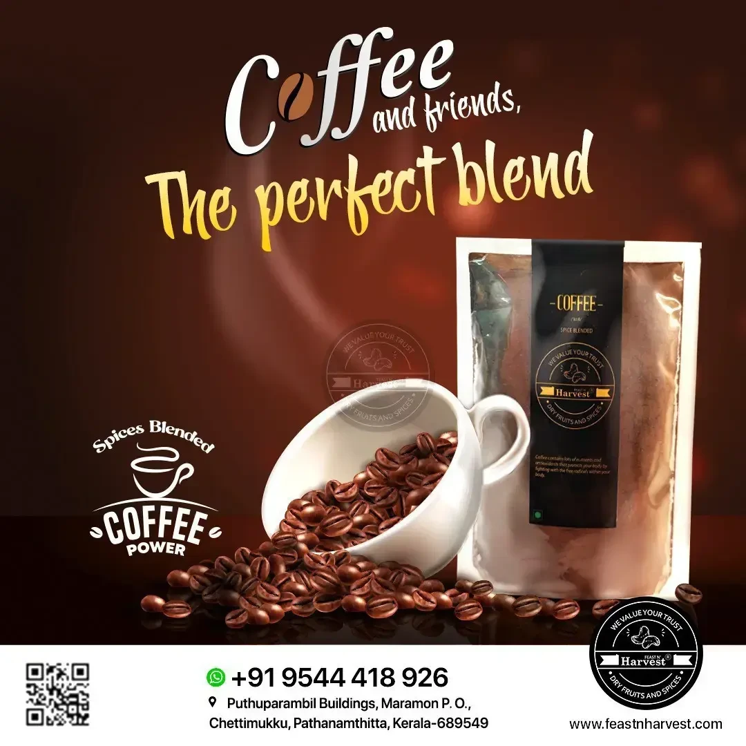 Feast N Harvest Premium Coffee Powder – Authentic Kerala Spices Blend | Pure, Natural, Rich & Smooth Instant Coffee for Hot & Cold Brews