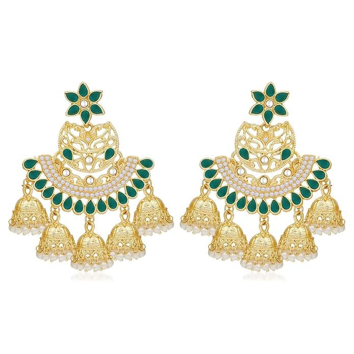 Exotic Pearl Gold Plated Floral Chandbali Earring For Women (SKR56861)