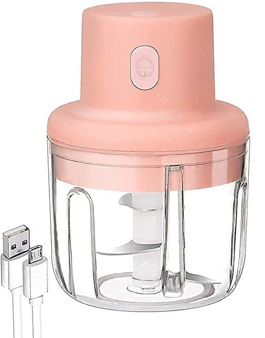 SmartGadgets Electric Mini Food Chopper with USB Charging For Spice Meat Vegetable Nuts Onion Pepper (Pink, 250ML)