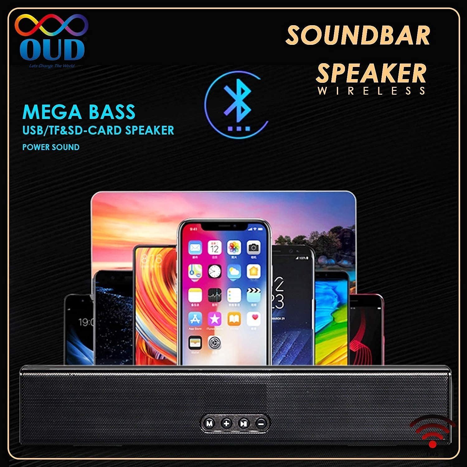 OUD OD-BT1770FM 10 Watt 2.0 Channel Wireless Bluetooth Soundbar (Black)