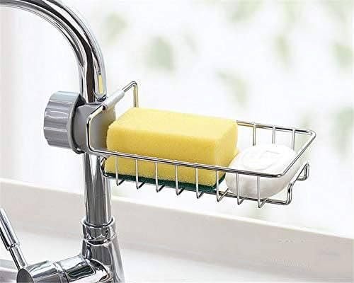 SmartGadgets Adjustable Stainless Steel Faucet Rack – Multipurpose Sink Organizer for Sponge, Soap, and Cloth | Kitchen & Bathroom Storage Shelf