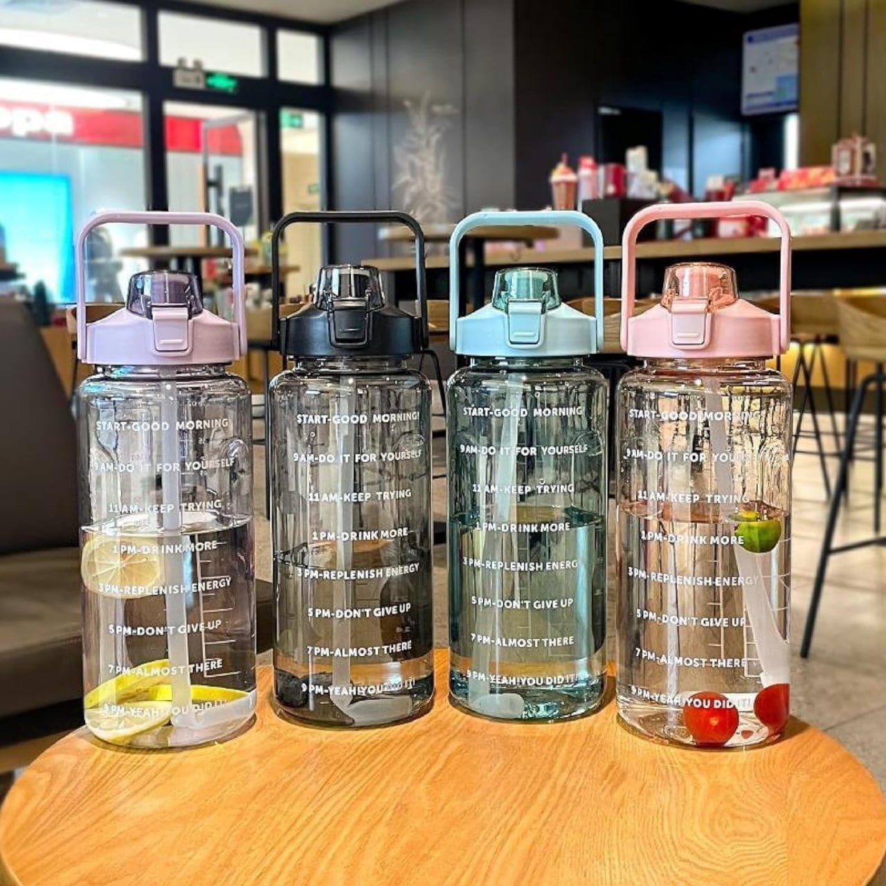 SmartGadgets 2 L Capacity Belt Straw Transparent Motivational Water Bottles|Time Marker Leak Proof & Break-Proof | Best Usage For Office/School/Gym/Travel Bottle