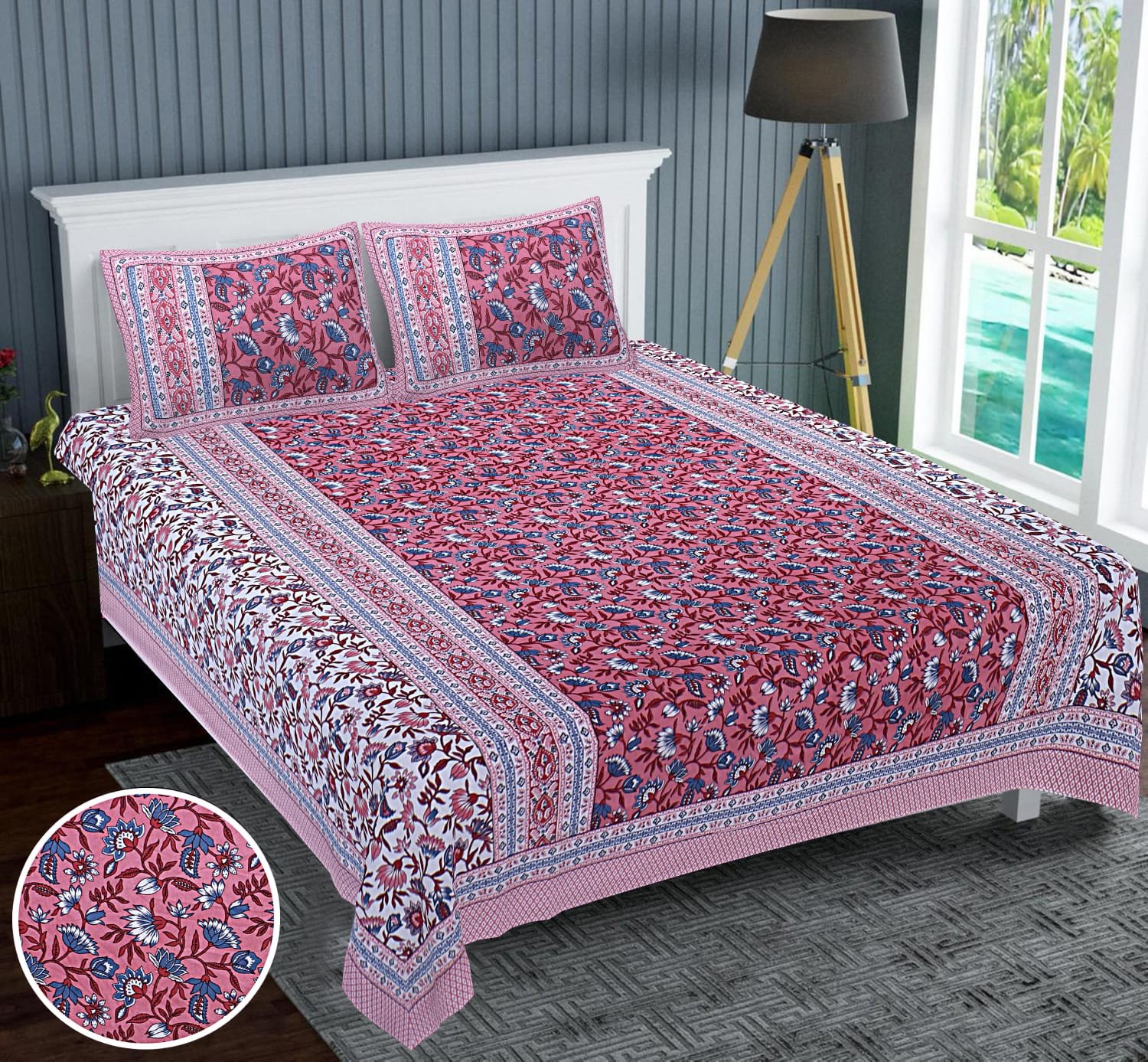 Pure Cotton Soft & Smooth King Size Bedsheets With 2 Pillow Covers - Multi Colour | Cotton Bedsheets & Pillow Covers