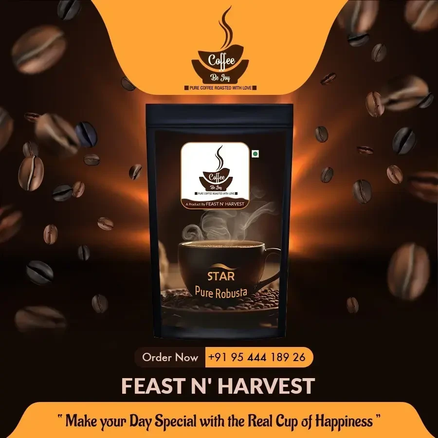 Feast N Harvest Robusta Star Coffee Powder | Premium Instant Coffee/Kaapi | Authentic South Indian Instant Coffee Blend with Roasted Robusta, Aromatic Hot & Cold Brews