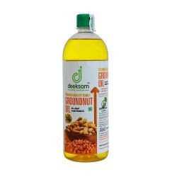 DEEKSAM WOOD PRESSED GROUNDNUT OIL 1L - PACK OF 5 | PEANUT OIL | COOKING OIL | COLD PRESSED | CHEMICAL FREE | KADAILAI ENNAI | CHEKKU OIL | MARACHEKKU OIL | EDIBLE OIL