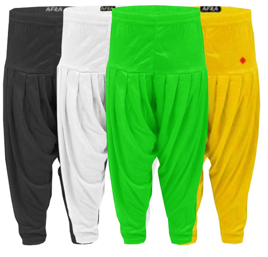 AFRA Garments Kid's Attractive Viscose Plain Patiala Pants Combo Pack of 4 - Multi-coloured | Dhoti | Patiala Pants (4 in 1)
