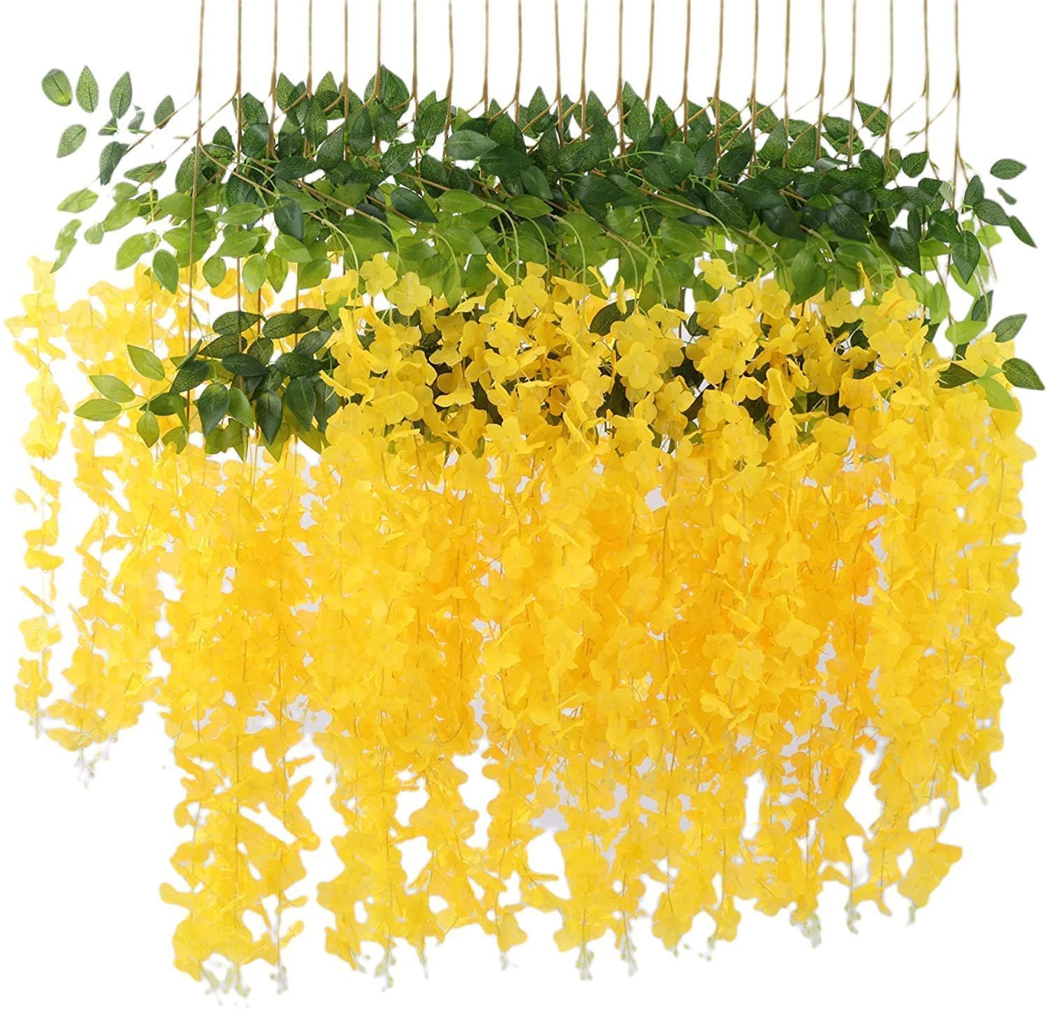 Flora's Artificial Hanging Flower/ Wisteria Vine/ Kanikonna Yellow
