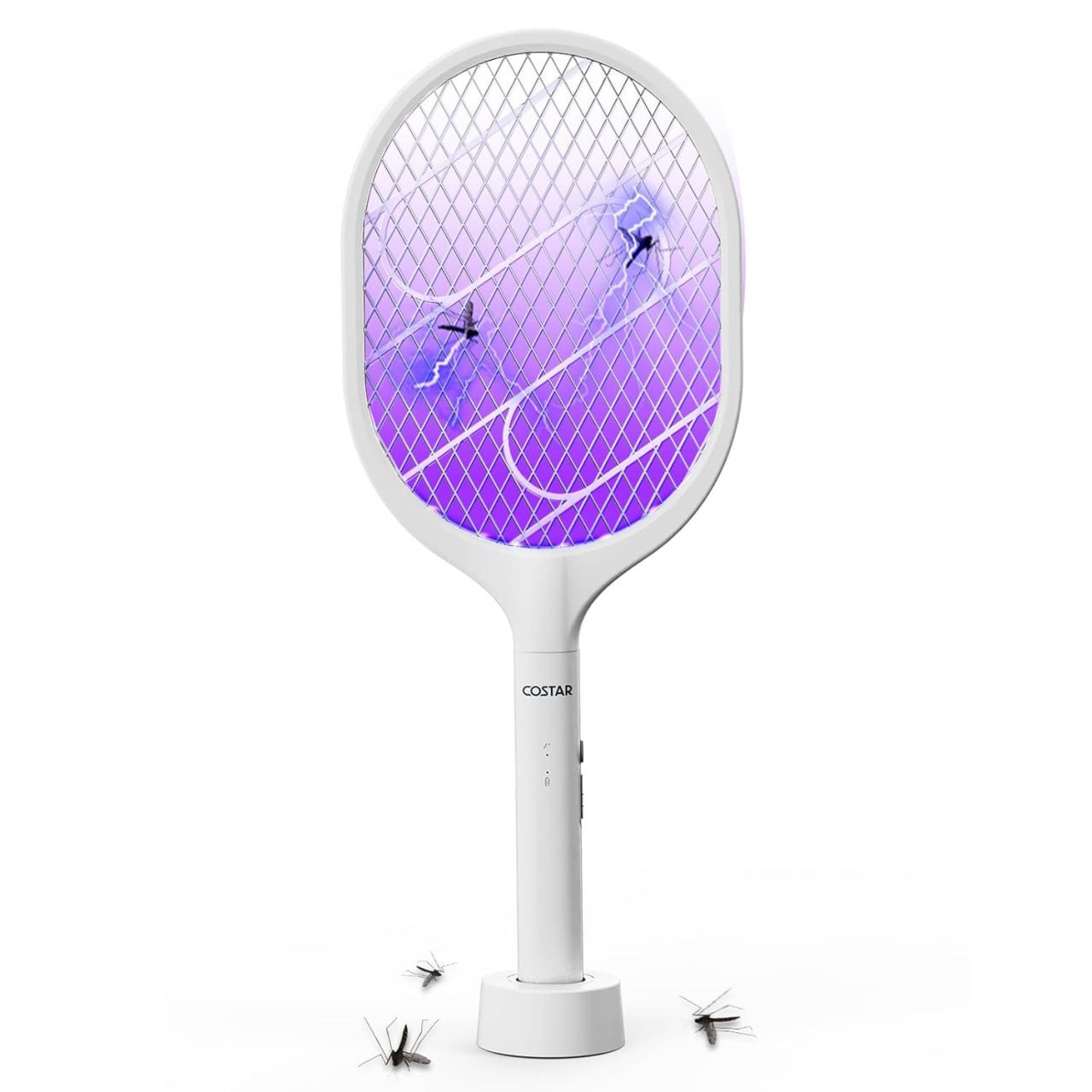 SmartGadgets Mosquito Bat Rechargeable with UV Light Lamp, 2 in 1 Mosquito Killer Lamp, Mosquito Racket with Base Stand - 1200mAh Lithium-ion Battery Mosquito Swatter, Bug Zapper for Indoor and Outdoo