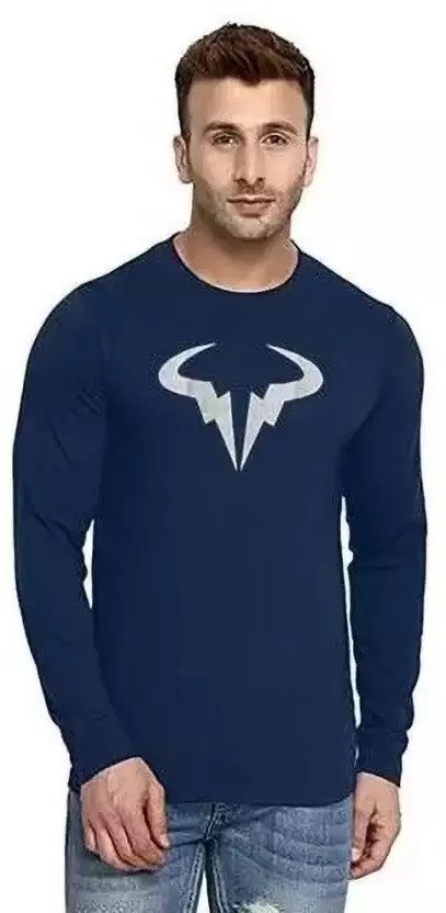 L G Garments Trendy Stylish Regular Fit Long Sleeve Cotton Printed T-Shirt For Men - Black & Navy (S , M , L , XL , XXL)