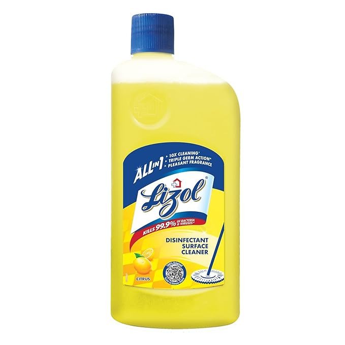 Lizol Disinfectant Surface & Floor Cleaner Liquid, Citrus - 1 Litre | Suitable For All Floor Cleaner Mops