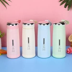 SmartGadgets 400ml Nice Water Bottle | Glass Inner Liner & Stainless Steel Shell | Leak-Proof, BPA-Free, Multicolour Portable Bottle for Hot & Cold Drinks-4 pcs