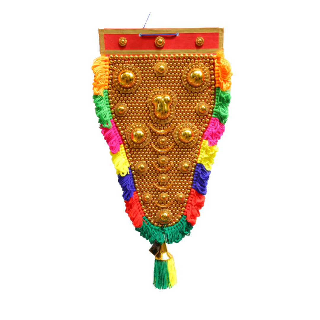 SJ Kerala Traditional Hand Crafted Nettipattom 2.5 Feet - AZ (നെറ്റിപ്പട്ടം) | High Quality Elephant Caparison - 39 Inch