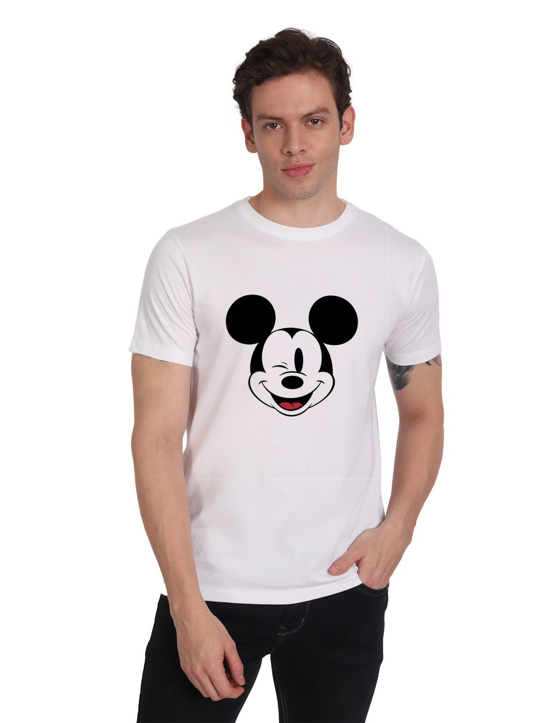 Beorigin Cotton Blend Half Sleeves Round Neck Stylish Regular Fit Casual Simple Printed T-Shirts For Men - White Colour ( M , L , XL ) | T-Shirts | Gents T-Shirts | Slim Fit Regular T-Shirts
