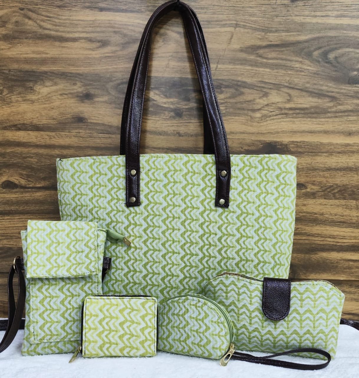 Elegant Classy Women Handblock Printed Handbags (5 Pieces Combo) | Ladies Handbag Combo Pack