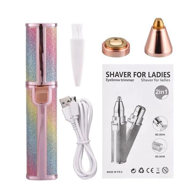 SmartGadgets 2-in-1 Zari Flawless Eyebrow Trimmer & Body Groomer for Women | 30-Min Runtime, Battery Powered, with Adapter (Multicolor)