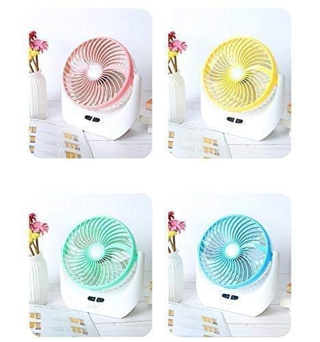 SmartGadgets JY SUPER Rechargeable Table Fan with LED Light | High-Speed 3-Speed Mini Cooling Fan for Home, Office, Kitchen & Outdoor Use | Portable USB Desk Fan (Multicolor, Pack of 1)