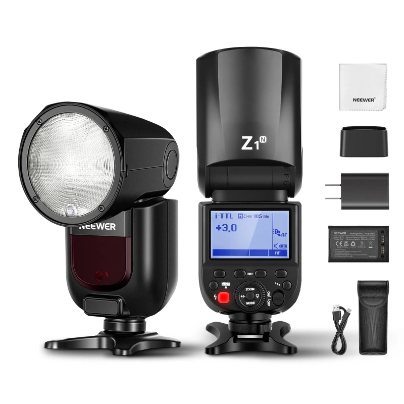 NEEWER TTL Round Head Flash Speedlite (Z1-N) - With cleaning cloth