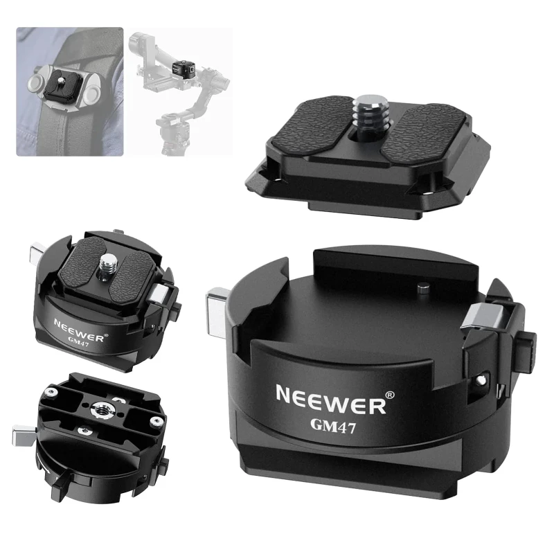 NEEWER Camera Quick Release Plate Kit with Enhanced Clamp Base(GM47)