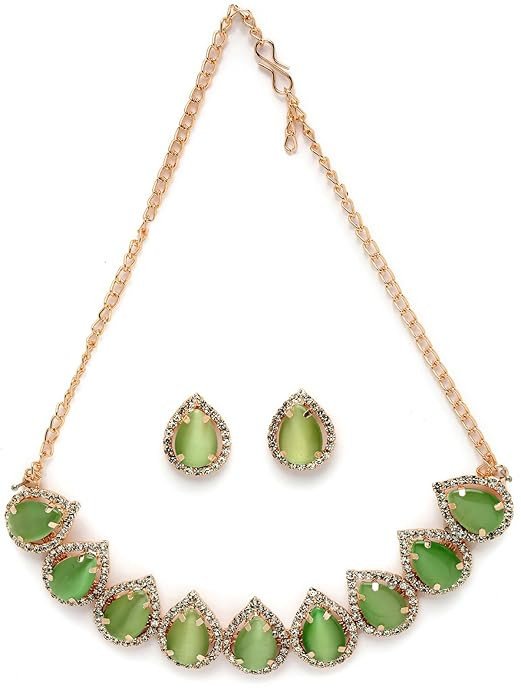 Elaborate Gold-Plated With Necklace Set With Drop Earrings | Jewellery Set For Women.