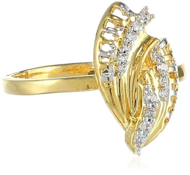 Women Delightly Gold and Rhodium Plated Cz Ring(256Rcb440_15)