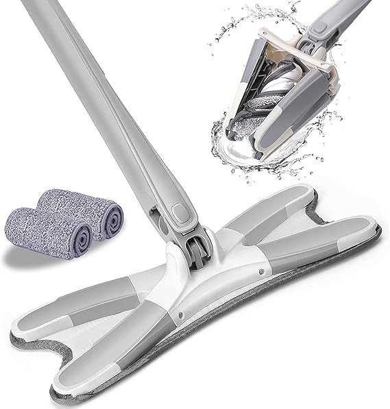 SmartGadgets X-Type Microfiber Floor Mop with 360 Rotating Head for Wood Tile Home Cleaning Tool Hand wash Flat mop Manual Extrusion Household Cleaning Tools Lazy Mop