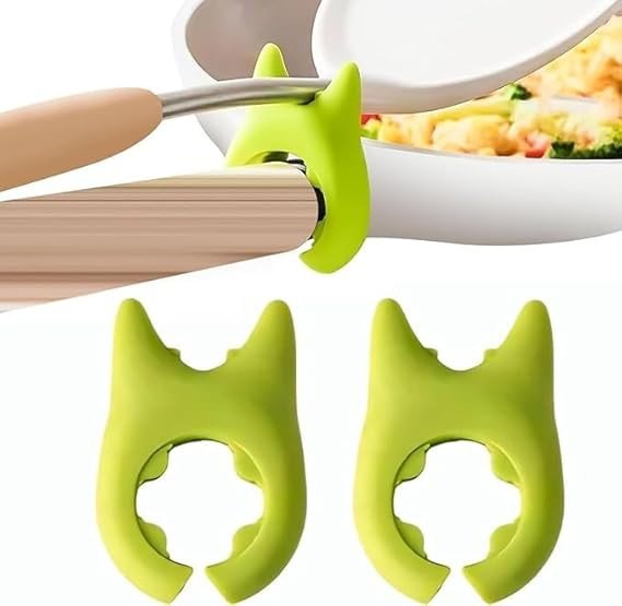 SmartGadgets Silicone Pot Clip Spoon Rest Kitchen Spoon Holder Spatula Placement Steam Releaser Hot Spoon Holder Spoon Pot Pan Holder Spatula Bracket Clip Storage Rack for Household(2 Pcs)