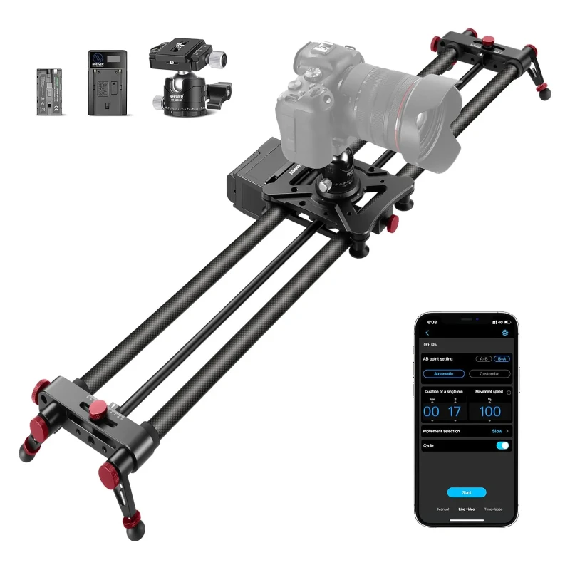 NEEWER Motorized Carbon Fiber Camera Slider - 120cm (ER1-120) with Remote