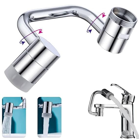 SmartGadgets 1080° Rotating Faucet Extender Aerator Splash Filter Faucet With 2 Water Outlet Modes, Head Replacement Robotic Arm Adapter For Kitchen & Bathroom Sink