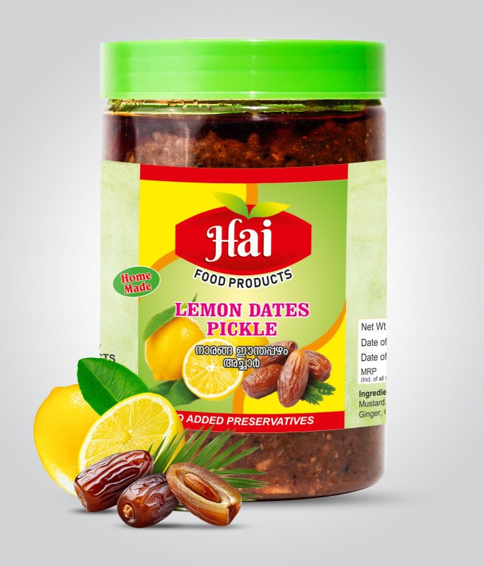 HAI's Lemon Dates Pickle – Homemade & 100% Organic | Authentic Kerala Pickle | Tasty & Natural | No Artificial Flavours | No Preservatives-1 Kg