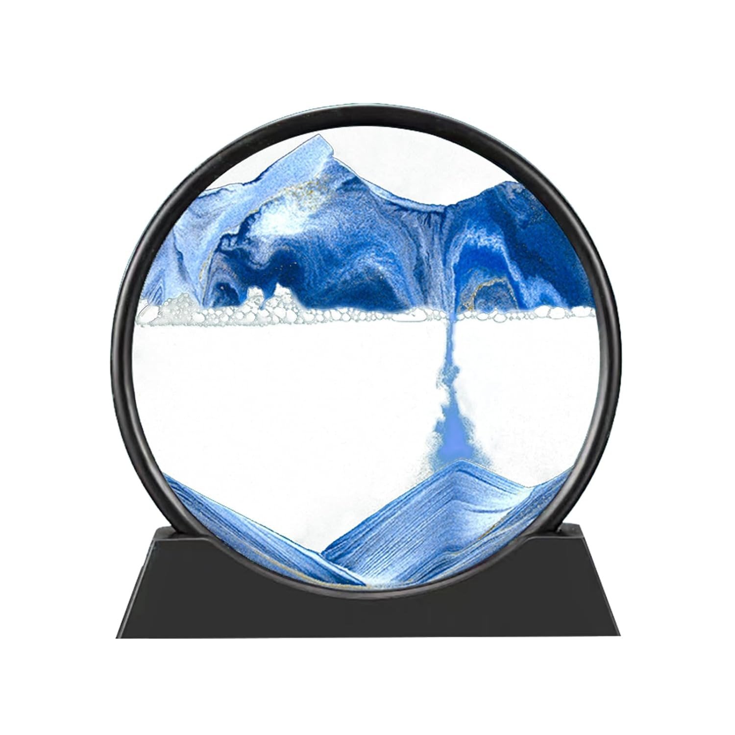 SmartGadgets Sand Art Kits Moving Sand Art Liquid Motion, Round Glass Moving Sand Art Picture Relaxing Desktop Home Office (7Inch-Blue)