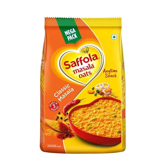 Tasty Saffola Masala Oats - 500g | Tasty Evening Snack| Healthy Snack| Classic Masala