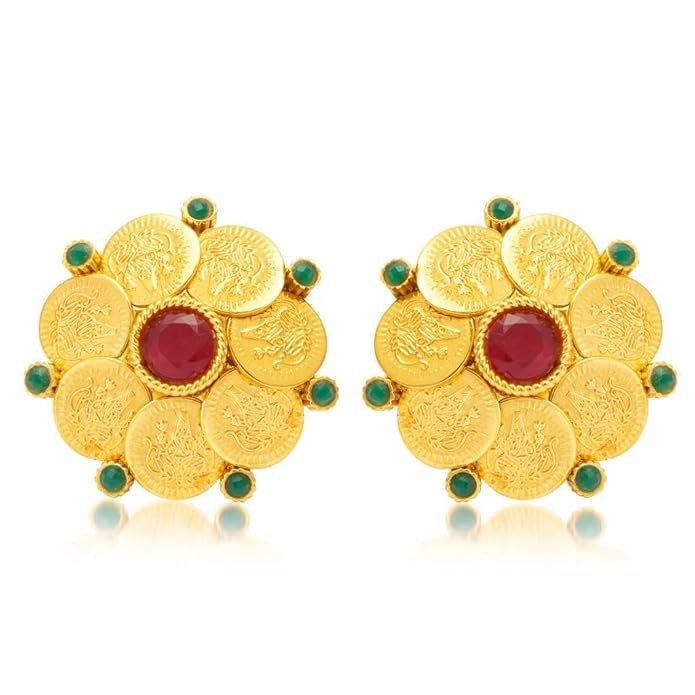 Gorgeous Gold Plated Temple Jewellery Stud Earring For Women (6058EGLDPL500-AMZ)