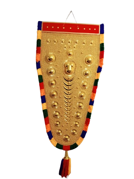 Suji's Handcrafted Traditional Gold Plated Wall Hanging Nettipattam Elephant Caparison (5 feet)