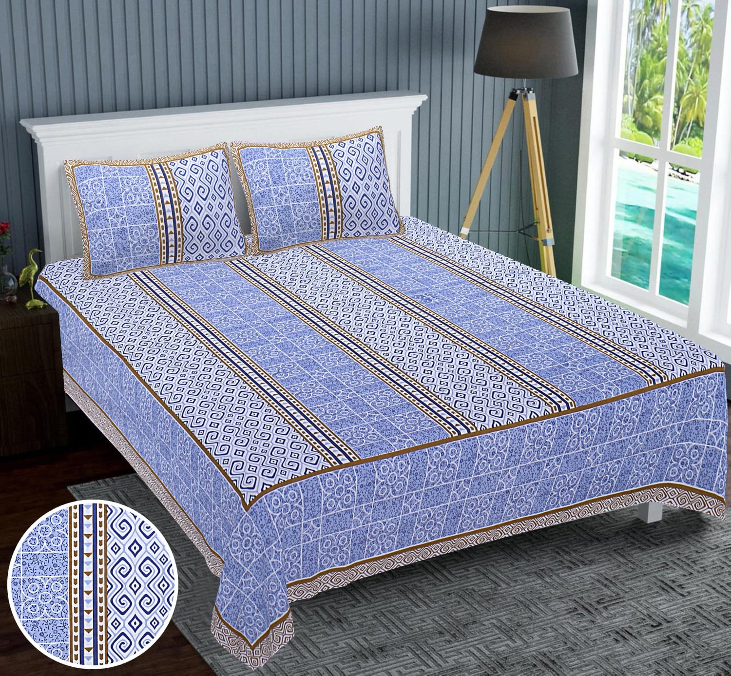 Attractive Soft & Smooth King Size  Cotton Bedsheets With 2 Pillow Covers - Multicolour | Cotton Bedsheets & Pillow Covers