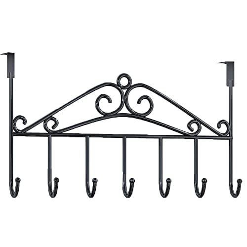 SmartGadgets  Premium Stainless Steel Door Hangers for Clothes/Cloth Holder/Drill Free Hooks for Hanging Towel/Pants/Jeans/Caps/Over The Door Hanger for Bathroom/Kitchen/Living Room(Black/7 Hooks)