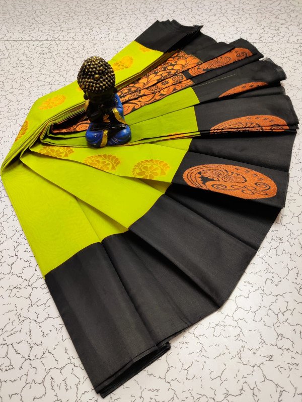 Edathal Star Collection Attractive Women Kottanchi Type Cotton Sarees With Matching Contrast Blouse & Grand Munthi With Border - Multi Colour | Pure Cotton Silk Sarees (Uniform Available)