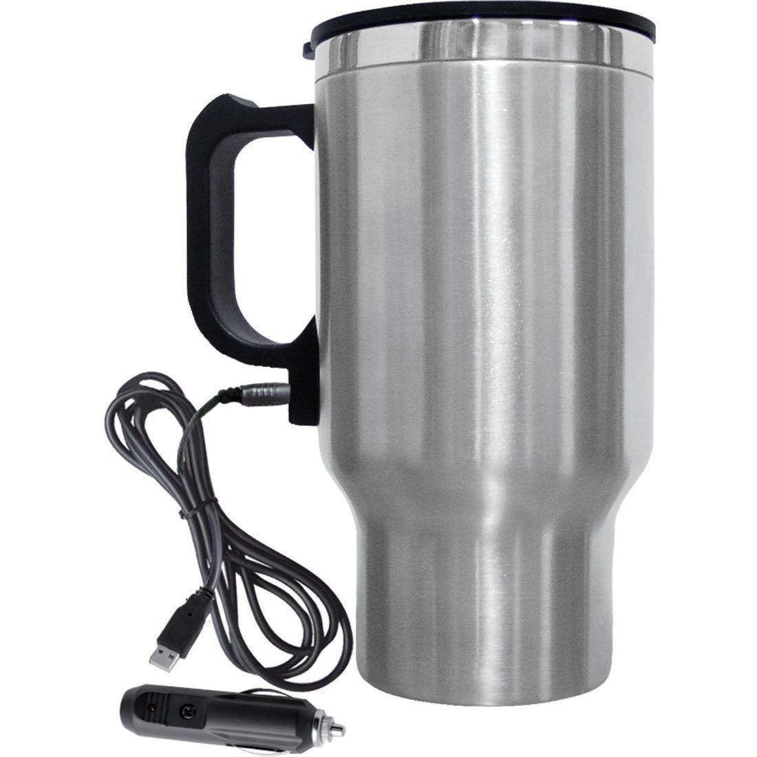 SmartGadgets Car Coffee Mug – 450ml Stainless Steel Travel Mug with 12V Car Charger, Portable Heated Thermos & Water Boiler for Coffee, Tea, and Hot Water