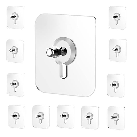 SmartGadgets Adhesive Screw Hooks for Wall Without Drilling, 25 Pack Adhesive Screw Hooks for Wall Heavy Duty Strong Nail Free Hanging, Kitchen Accessories Items (Nail Hook, Transparent) Stainless Ste