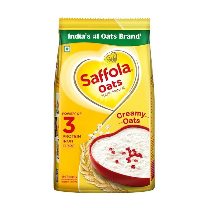Saffola Rolled Oats - 1 Kg | Delicious Creamy Oats | 100% Natural | High Protein & Fibre | Healthy Cereal for weight loss