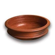 Kerala Traditional Handmade Clay Cooking Pot (മൺചട്ടി) - 2 Liter (Brown Colour) | Clay Pot | Mitti | Earthen Kadai | Clay Meen Chatti for Cooking & Serving .