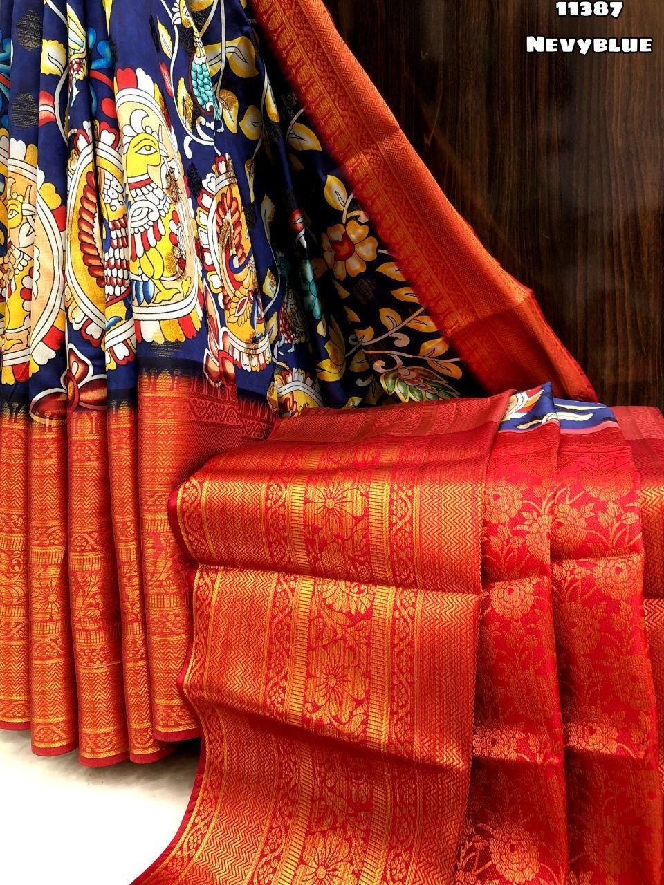 Edathal Star Collection's Soft Silk Kalamkari Digital Printed Saree With Rich Weaving Pallu