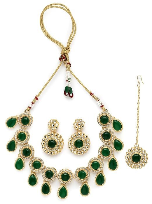 Bewitching Drop Shaped Rani Pink Kundan & Beads Studded Choker Necklace Set For Women.