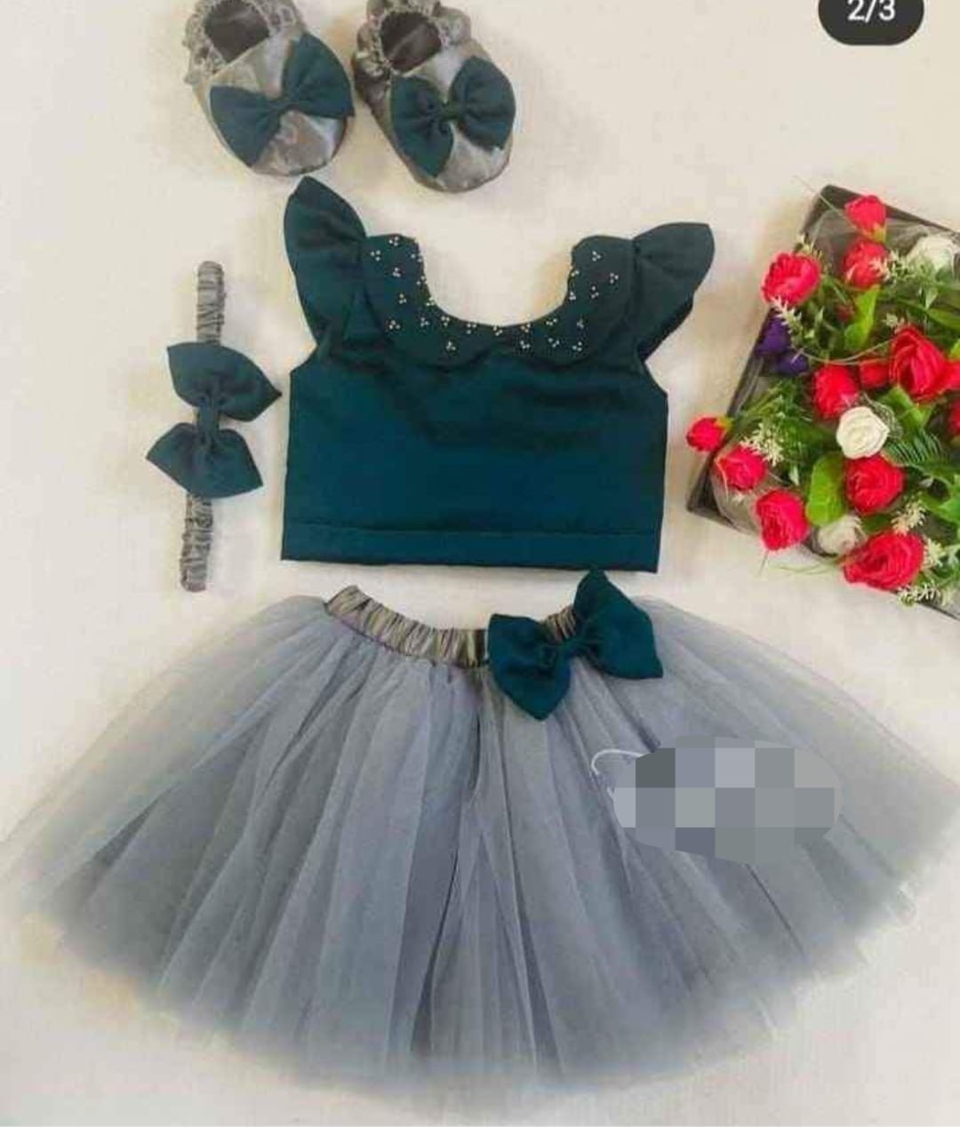 Avanika Collection's Satin And Net skirt & Top With Hairband And Shoe For Kids - Multi Colour