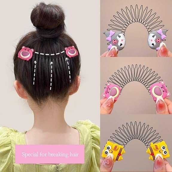Flora's Hairclips, Zig Zag Headbands Invisible Cartoon Comb Clip Pack Of 4