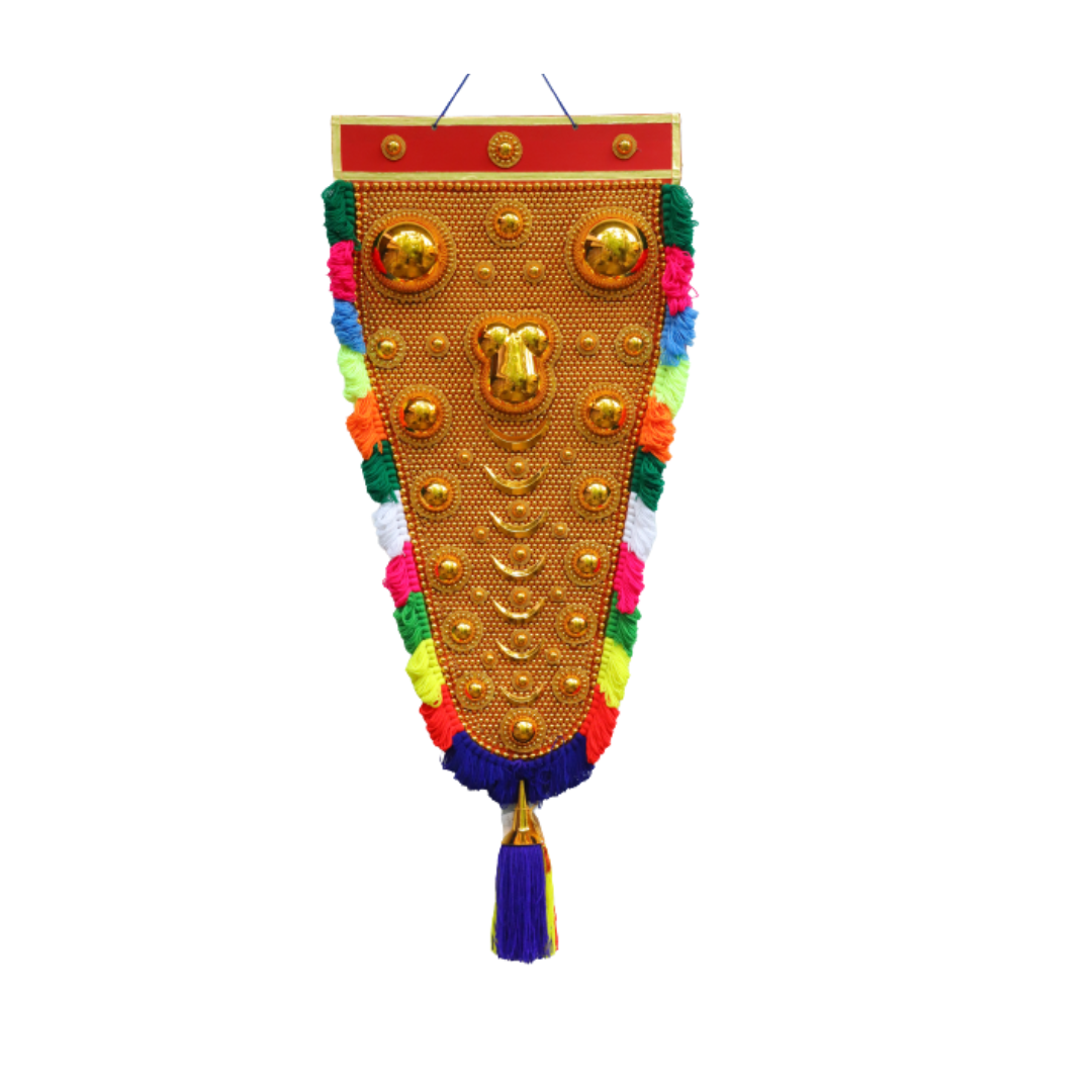 SJ Kerala Traditional Hand Crafted Nettipattom 5 Feet - AZ (നെറ്റിപ്പട്ടം) | High Quality Elephant Caparison - 70 Inch