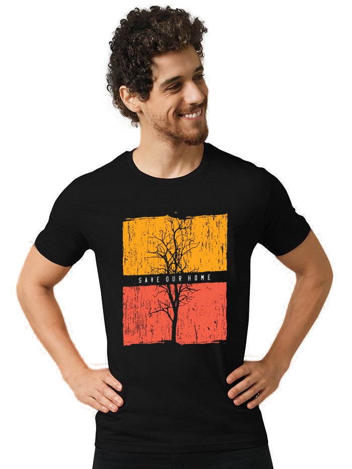 Beorign Regular Fit Solid Stylish Look And Trendy Model Casual Simple Cotton Blend Half Sleeves Printed T-Shirt for Men | Black Colour ( M , L , XL )